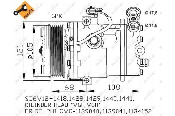 Compresor de aire acondicionado Nrf 32172 nuevo 4