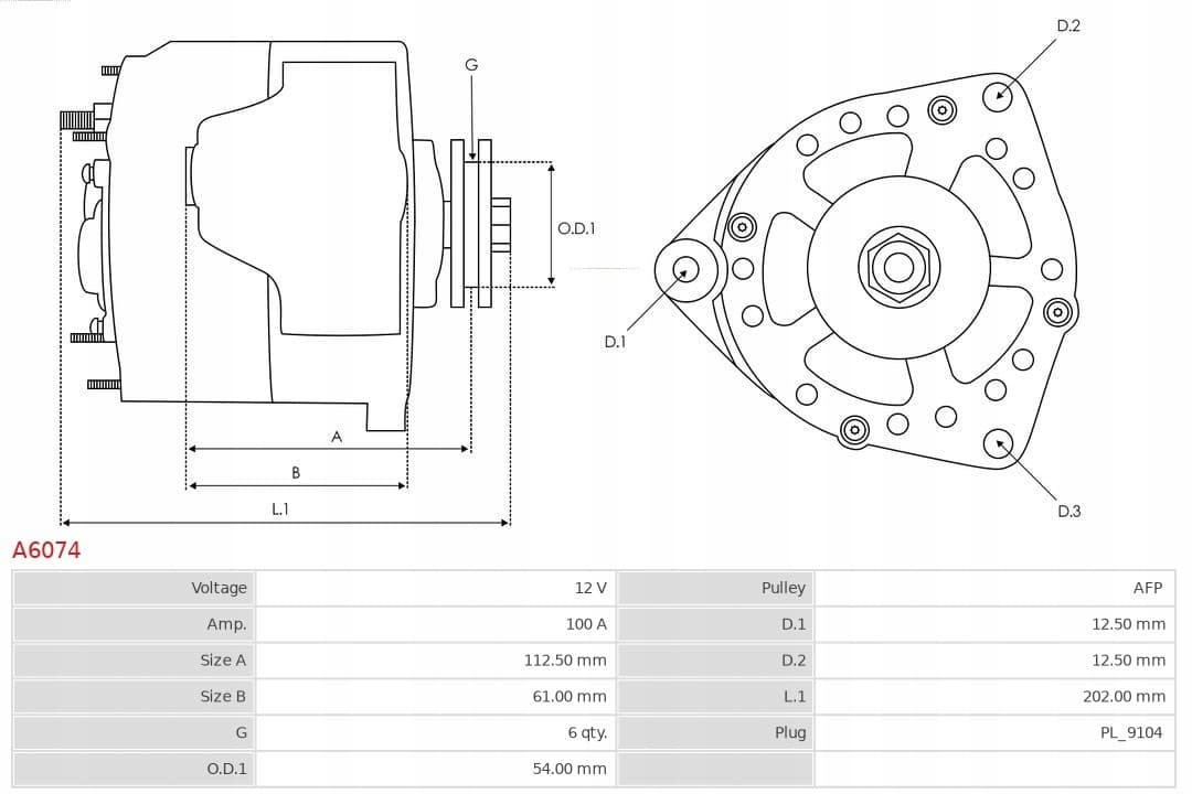 Alternador As-Pl A6074 nuevo 11