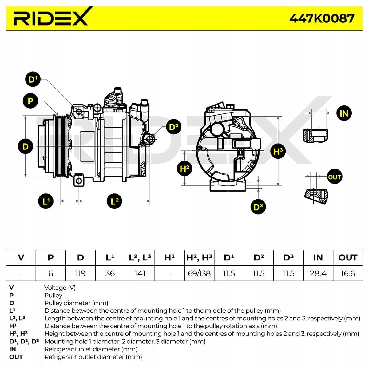 Compresor de aire acondicionado Ridex 447K0087 nuevo 5