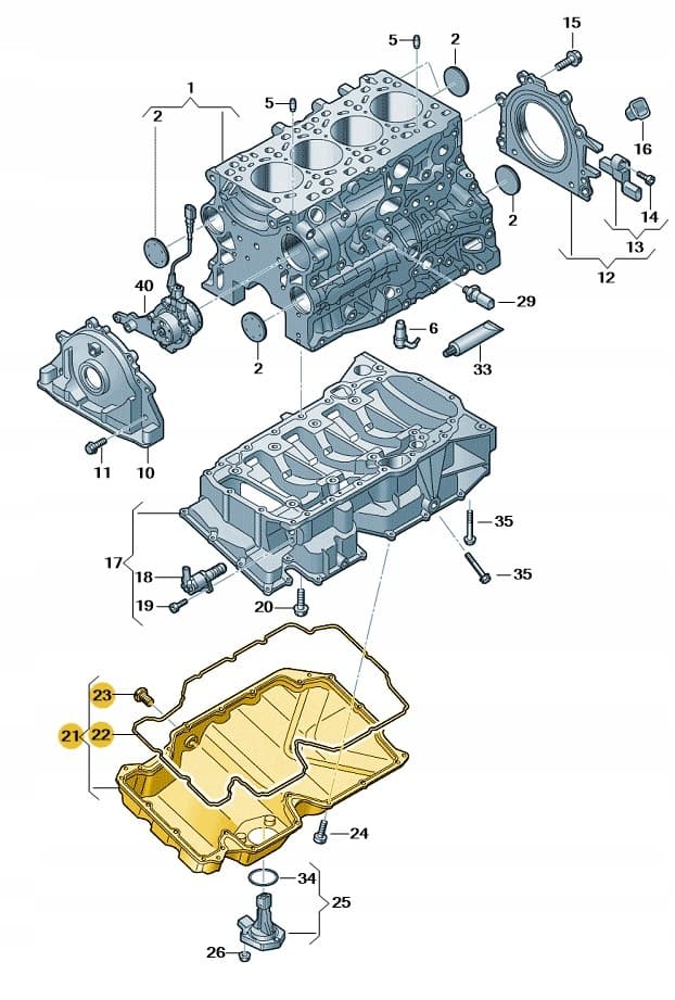 Cárter de Aceite Original Audi OE - Parte Inferior 05L103602B nuevo