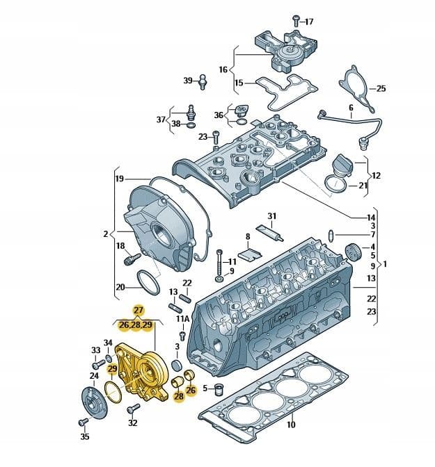 Soporte de árbol de levas Volkswagen OE 06H103144K nuevo 7