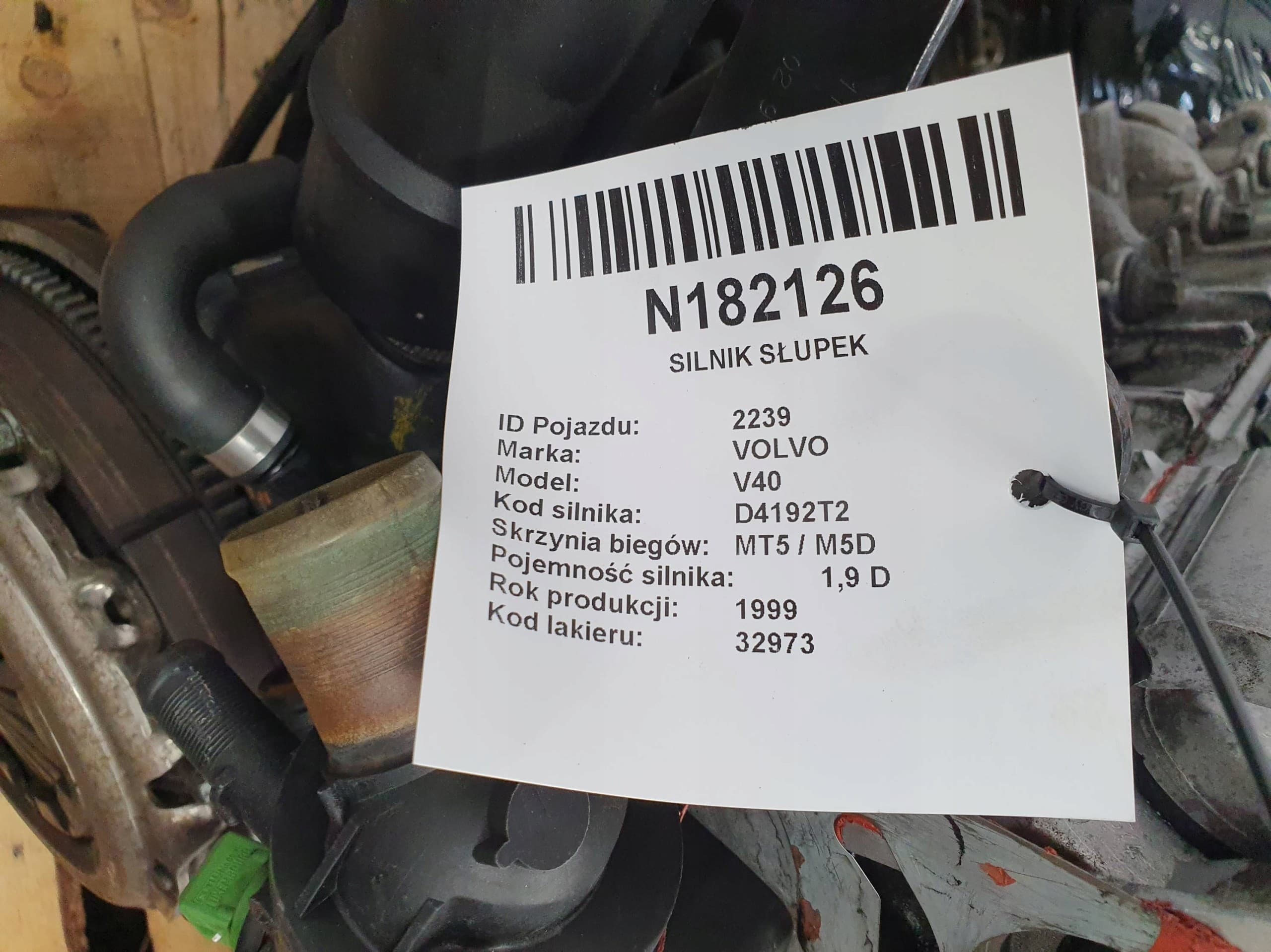 Motor 1.9 DCI F8T D4192T2 95 KM Volvo V40 usado 3