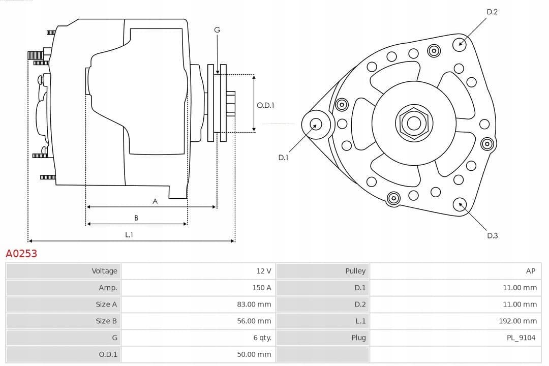 Alternador As-Pl A0253 nuevo 8
