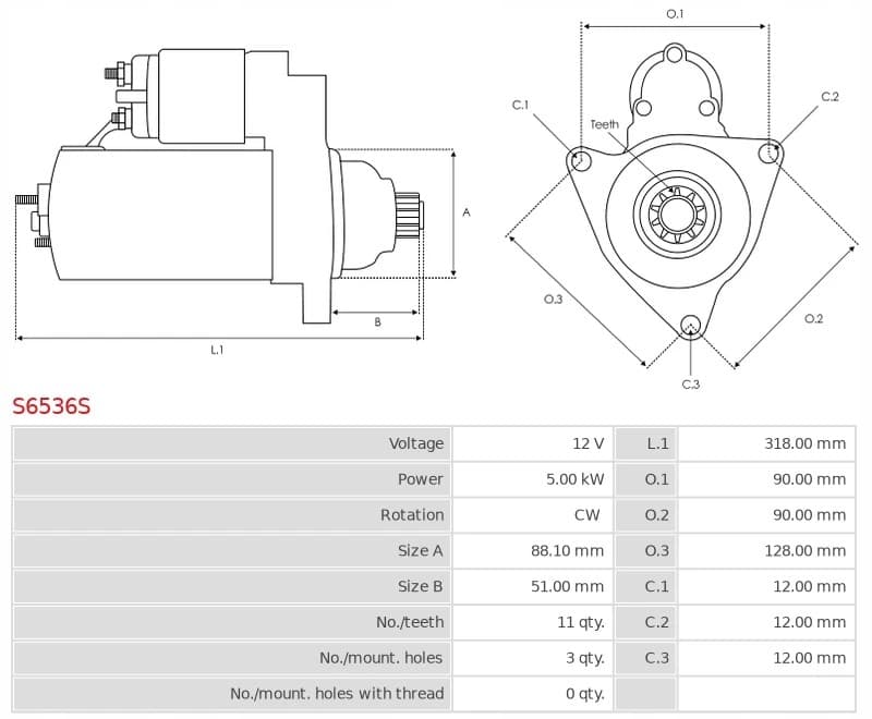 Motor de arranque As-Pl S6536S nuevo 5