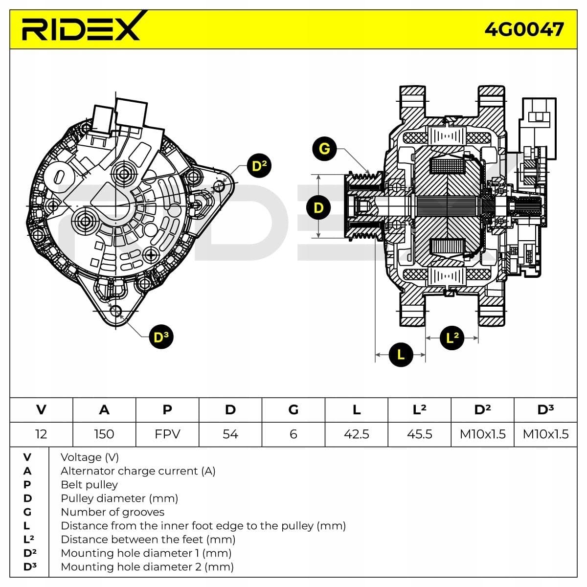 Alternador Ridex 4G0047 nuevo 5