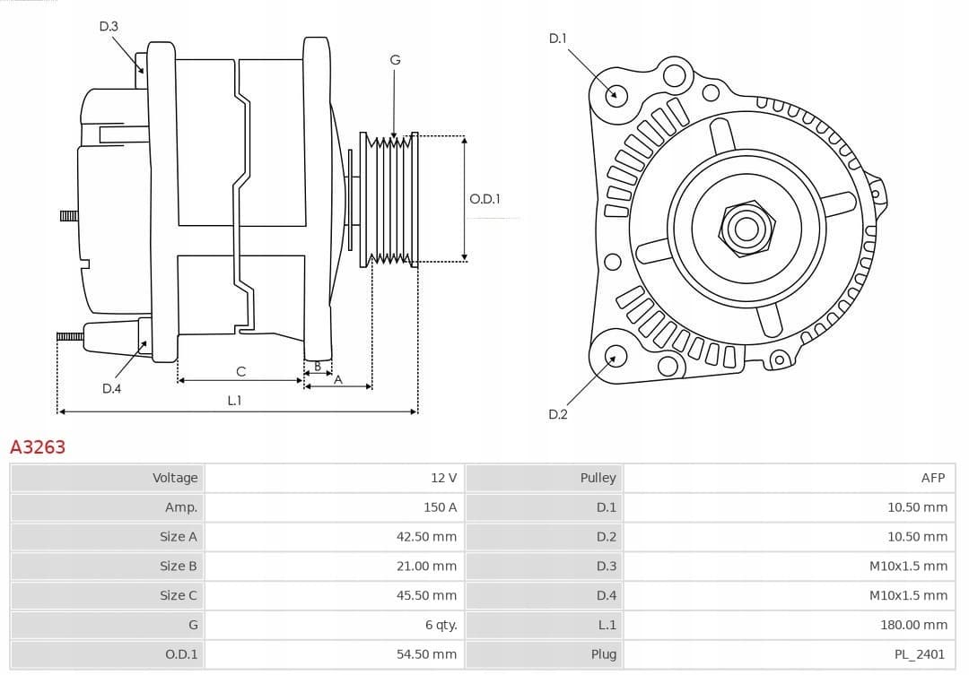 Alternador As-Pl A3263 nuevo 10