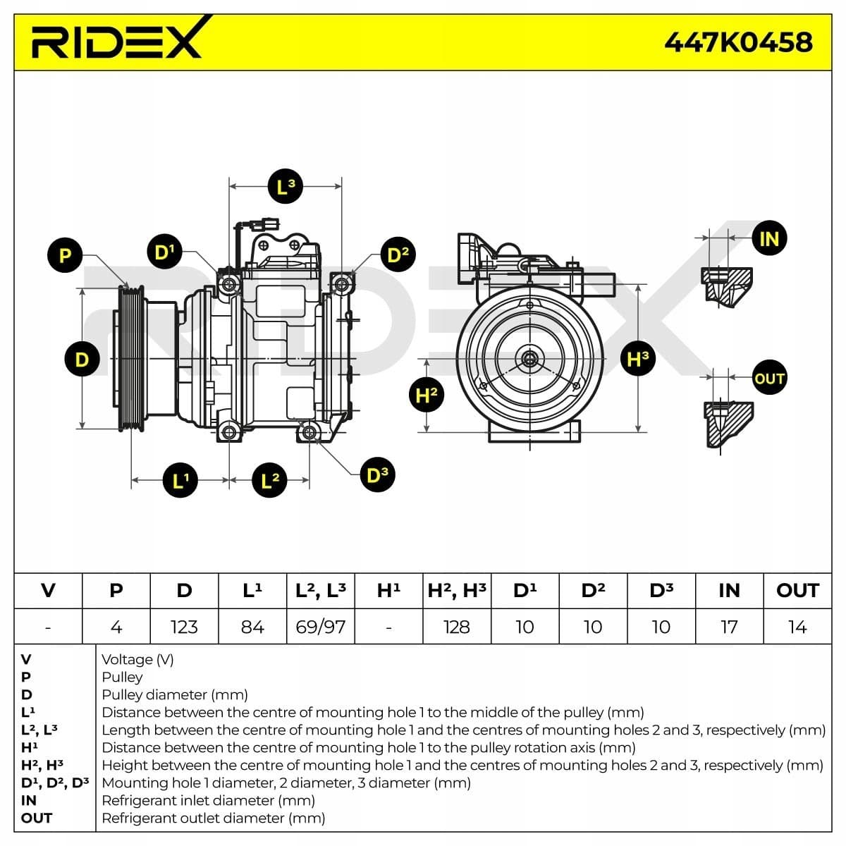 Compresor de aire acondicionado Ridex 447K0458 nuevo 7