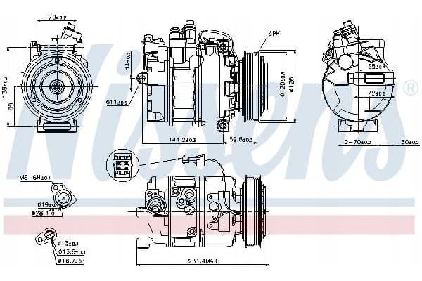 Compresor de aire acondicionado Nissens 89208 nuevo 6
