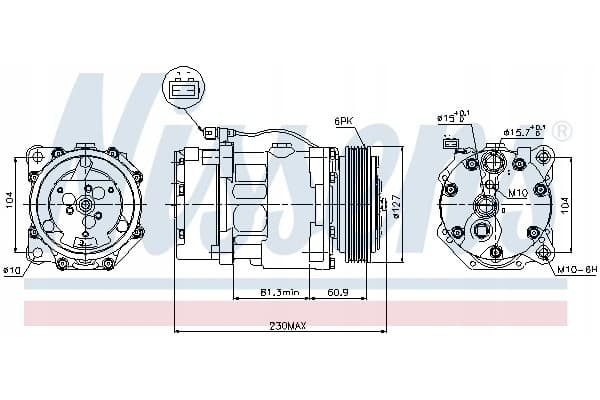 Compresor de aire acondicionado Nissens 89061 nuevo 2