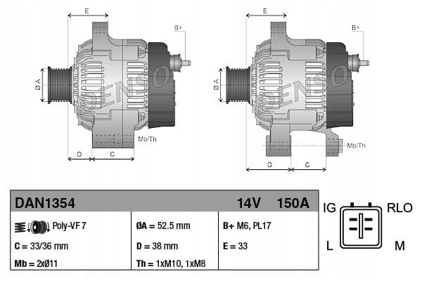 Alternador Denso DAN1354 reacondicionado 2