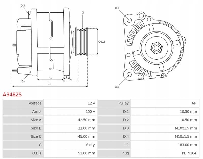 Alternador As-Pl A3482S usado 5