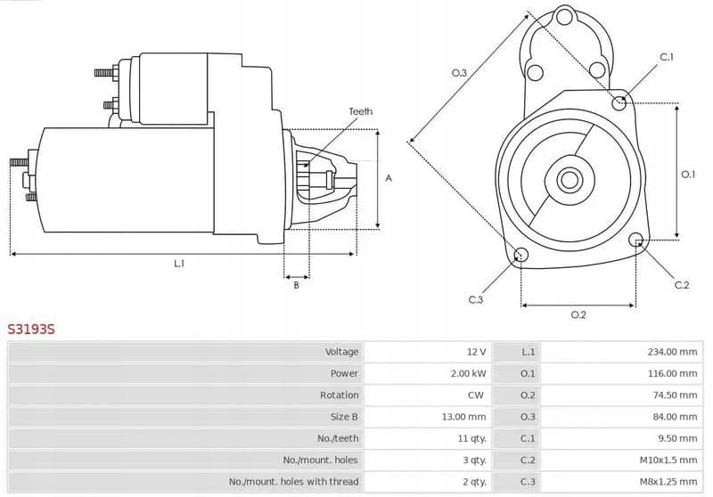Motor de arranque As-Pl S3193S nuevo 5