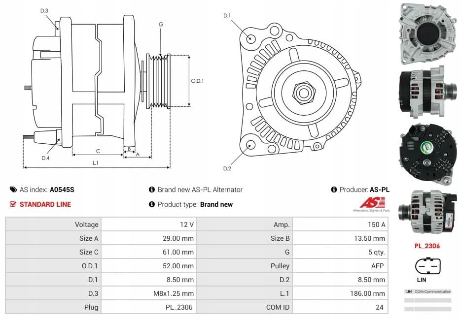 Alternador As-Pl A0545S nuevo 6