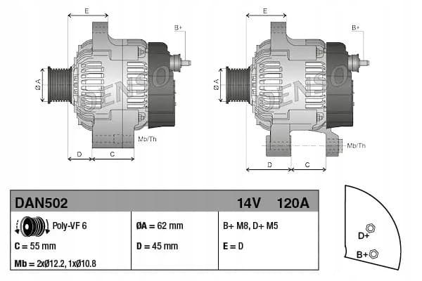 Alternador Denso DAN502 nuevo 4