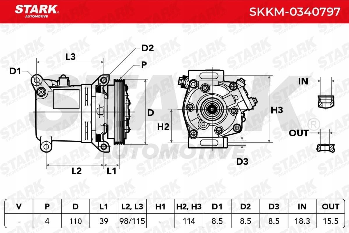 Compresor de aire acondicionado Stark Skkm-0340797 nuevo 5