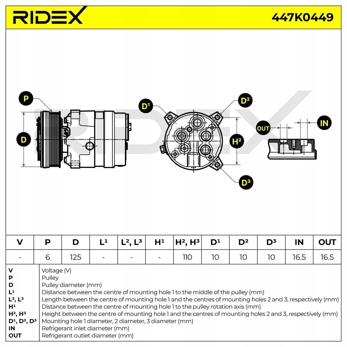 Compresor de aire acondicionado Ridex 447K0449 nuevo 6