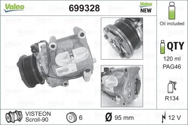 Compresor de aire acondicionado Valeo 699328 usado 2