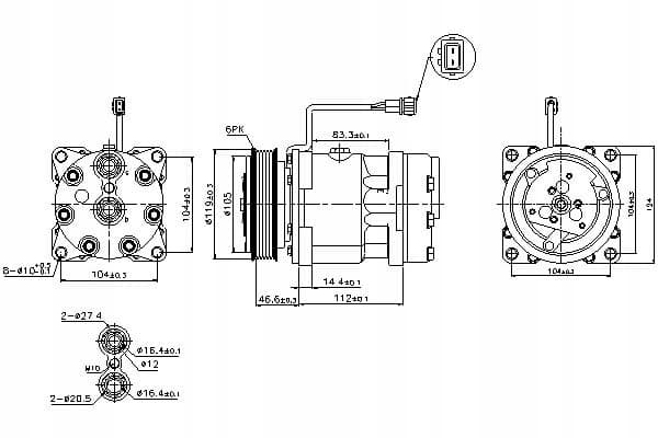 Compresor de aire acondicionado Nissens 89083 nuevo 11