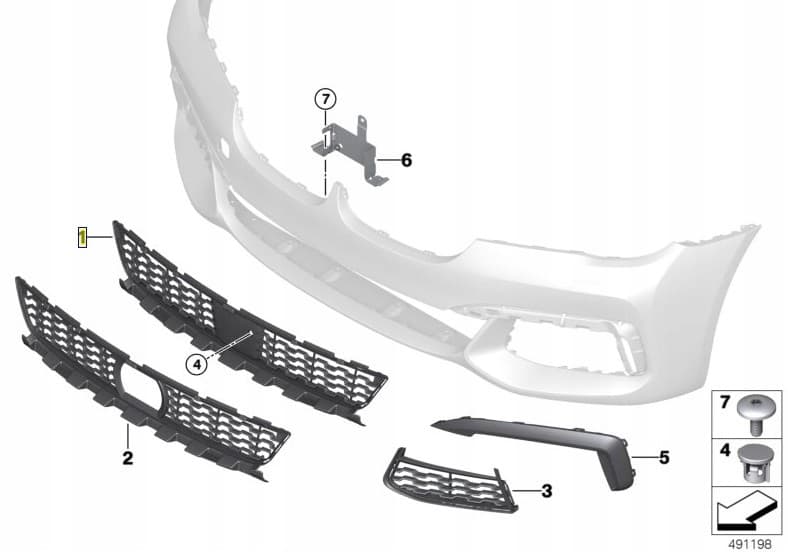 Rejilla central BMW OE 51118061124 paquete serie M nuevo 2