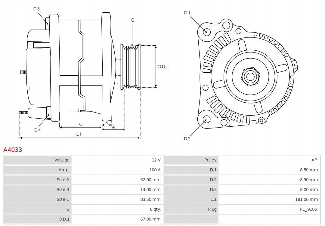 Alternador As-Pl A4033 usado 6