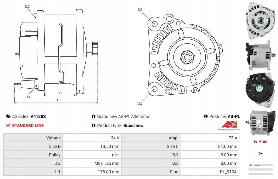 Alternador As-Pl A4128S usado 6