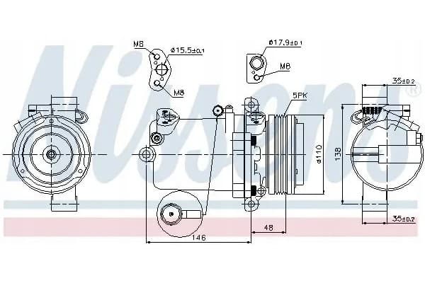 Compresor de aire acondicionado Nissens 89133 nuevo 6