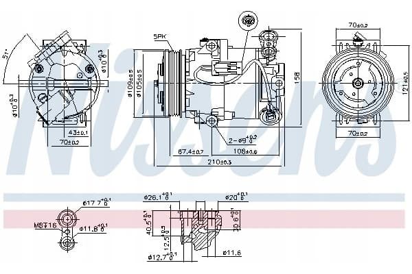 Compresor de aire acondicionado Nissens 89215 nuevo 2