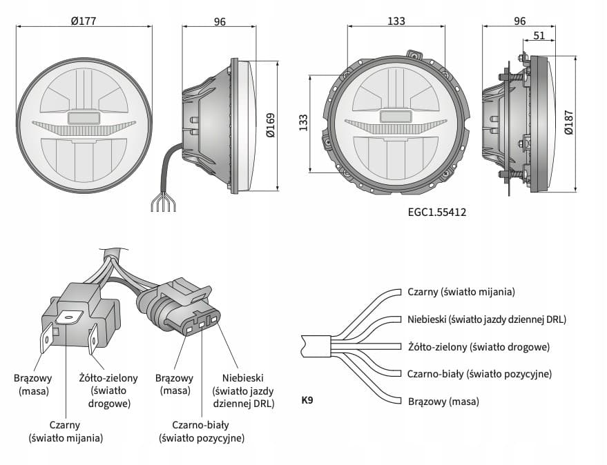 Faro LED Wesem 178mm 7 aprobado E20 nuevo 2