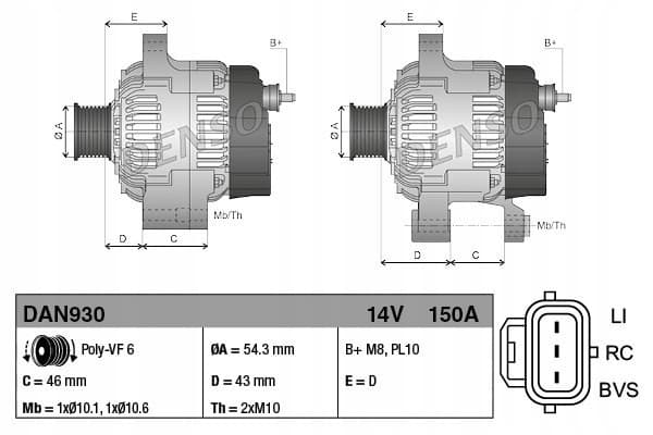 Alternador Denso DAN930 usado 4