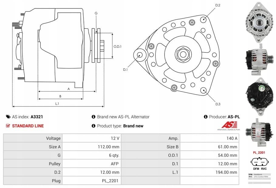 Alternador As-Pl A3321 nuevo 6