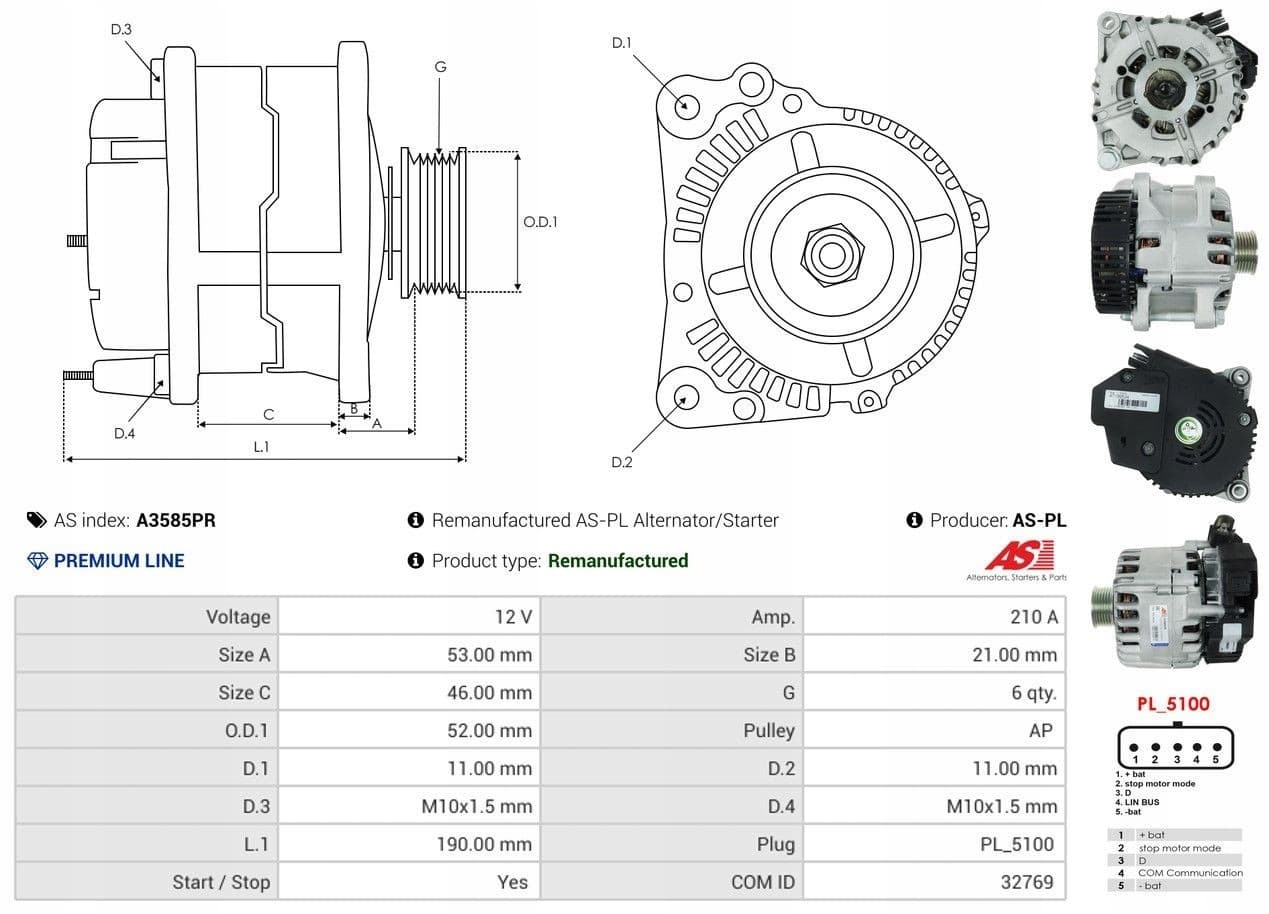 Alternador As-Pl A3585PR nuevo 5