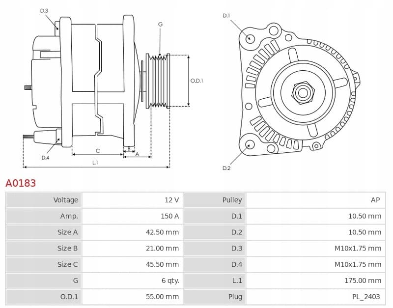 Alternador As-Pl A0183 usado 5