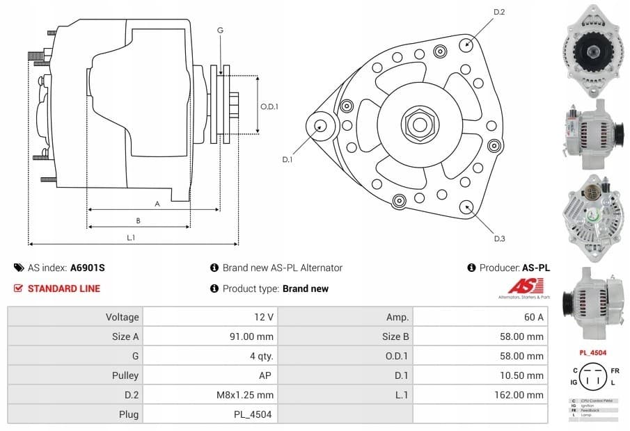 Alternador As-Pl A6901S nuevo 6