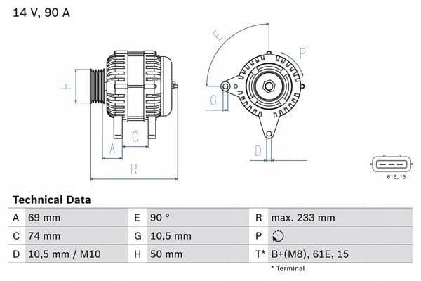 Alternador Bosch 0 986 040 390 para BMW Serie 3, Serie 5 y X5 nuevo 5