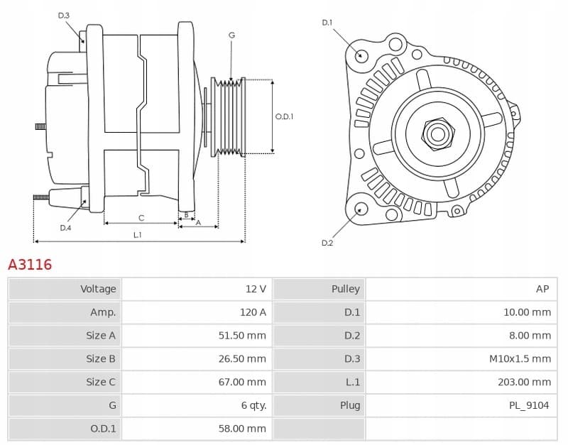 Alternador As-Pl A3116 nuevo 5