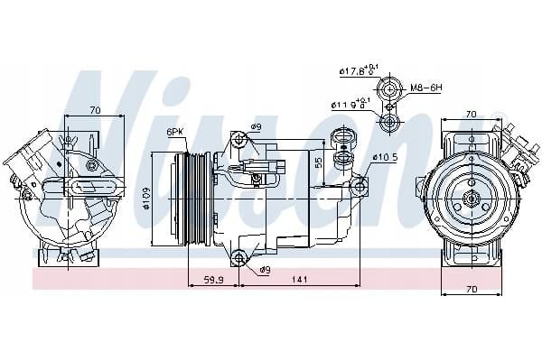 Compresor de aire acondicionado Nissens 89041 nuevo 2
