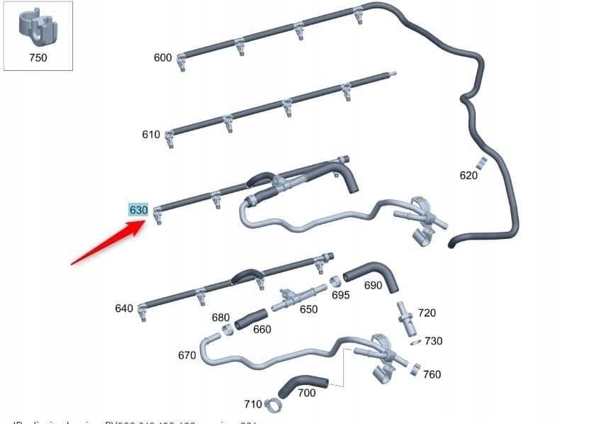 Tubería de Combustible Mercedes OM651 A6510706381 OE nuevo 7