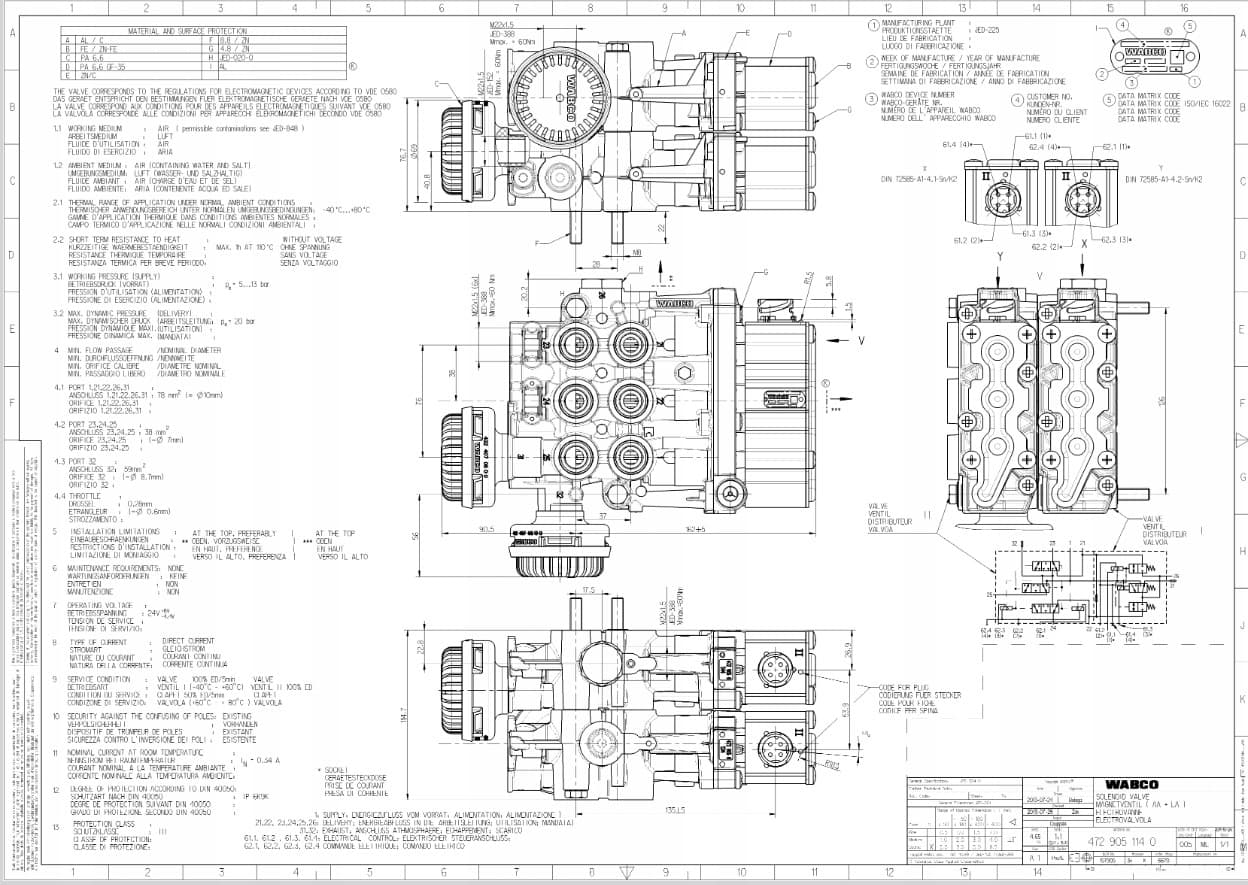 Válvula magnética Wabco 4729051140 usado 4