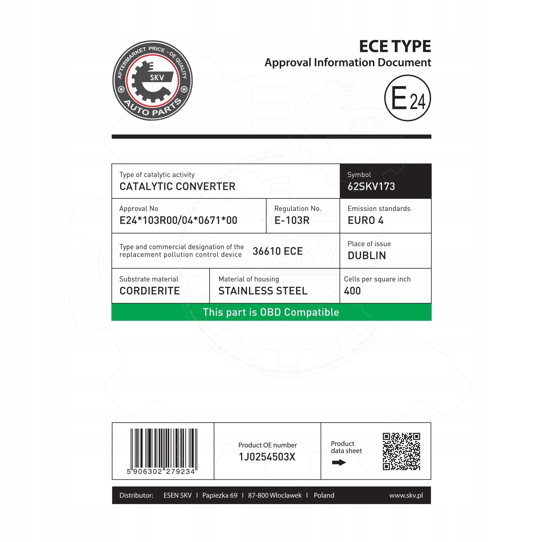 Catalizador Esen Skv 62SKV173 nuevo 3