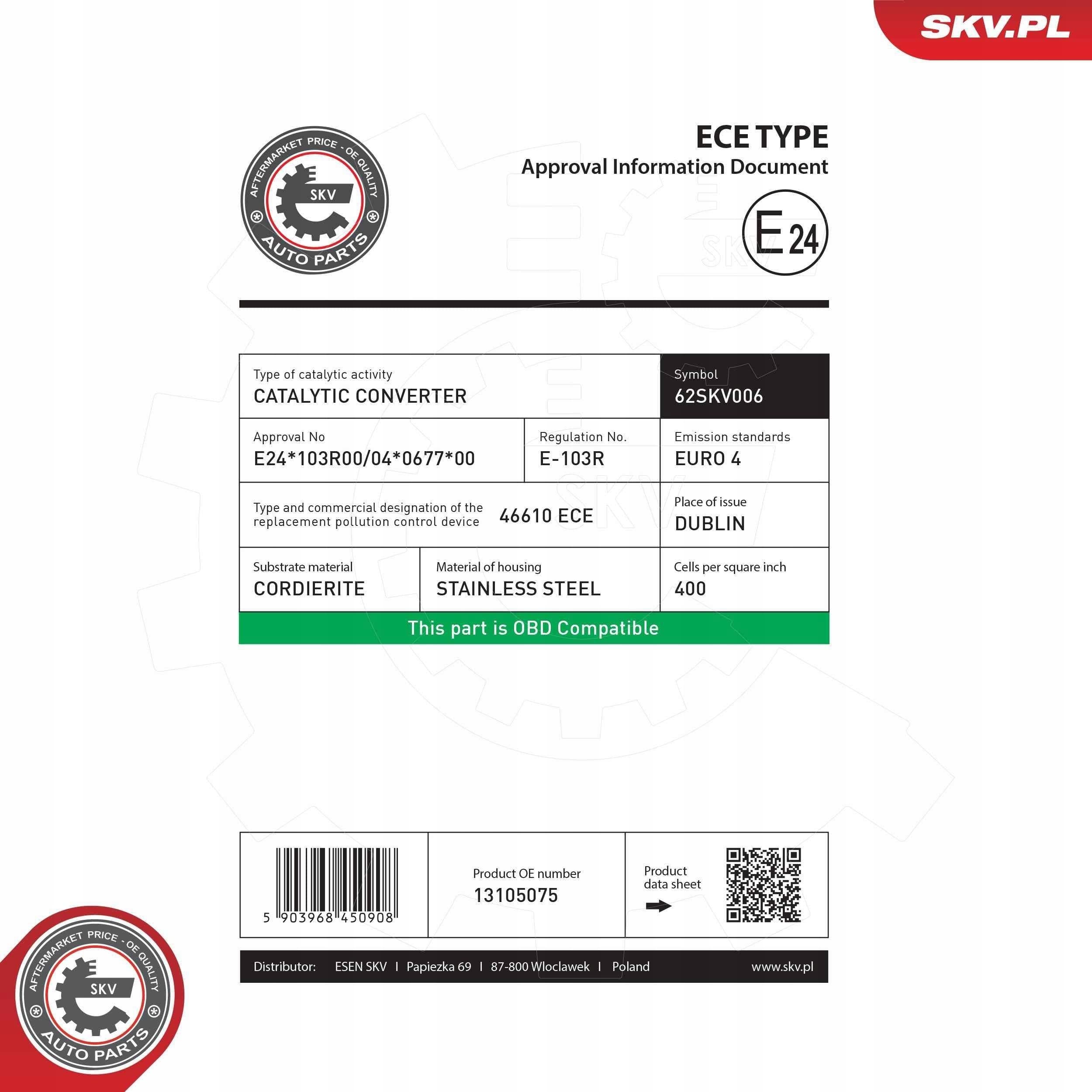Catalizador Esen Skv 62SKV006 nuevo 7
