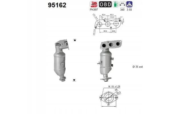 Catalizador AS 95162 para Toyota Yaris usado 2