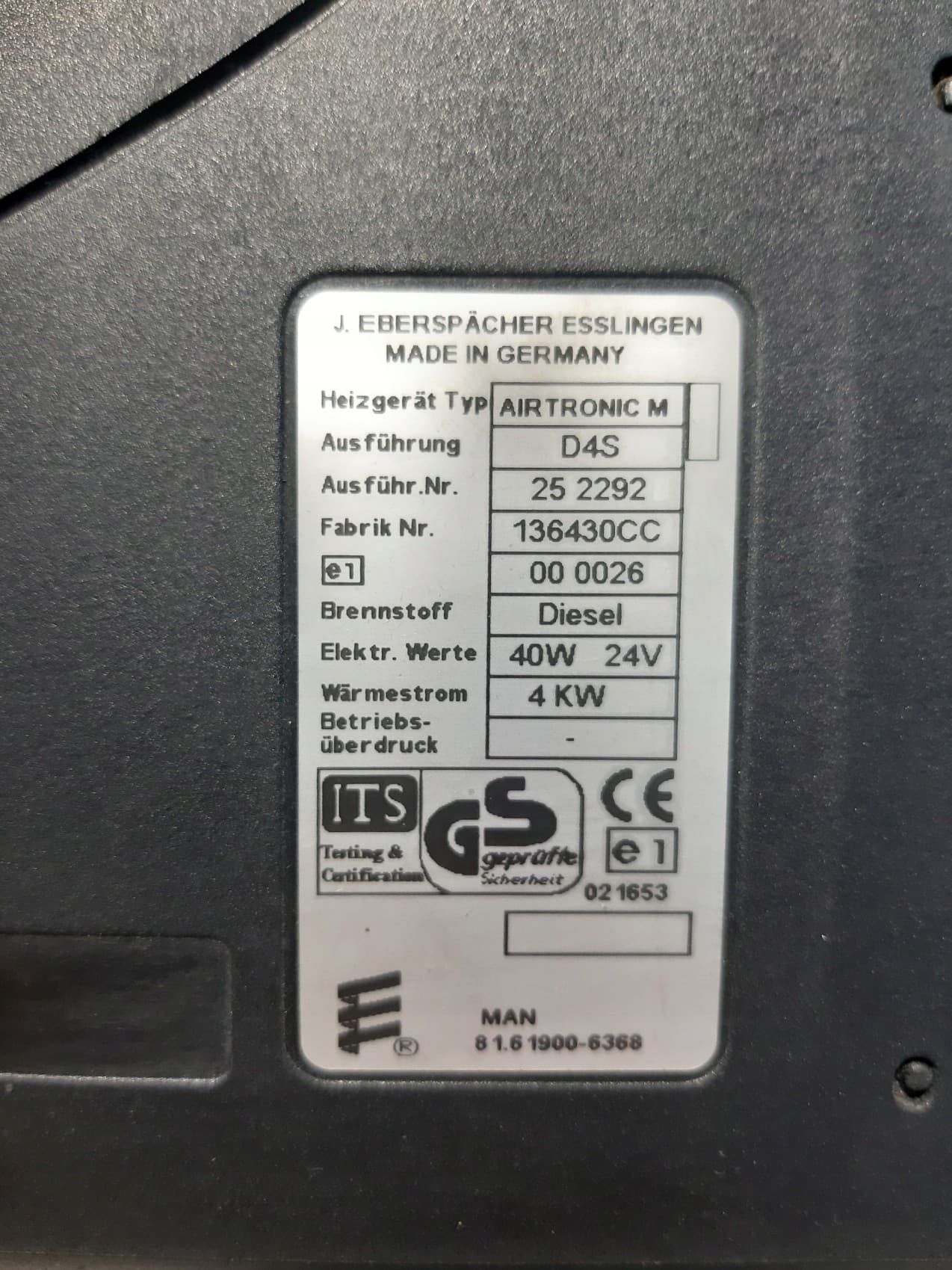 Calefactor estacionario Airtronic M D4S para Daf 106 Euro 6 usado 3