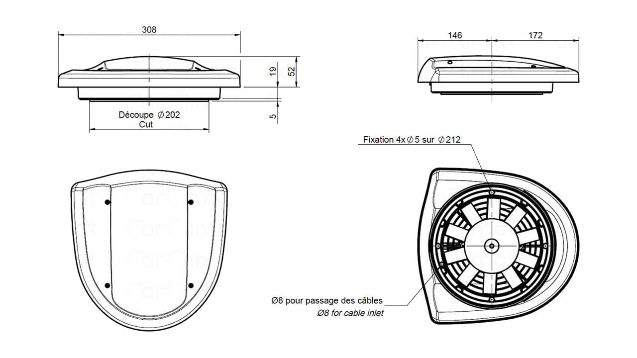 Ventilador de techo A3003 LN 12V para barco y autobús nuevo 2