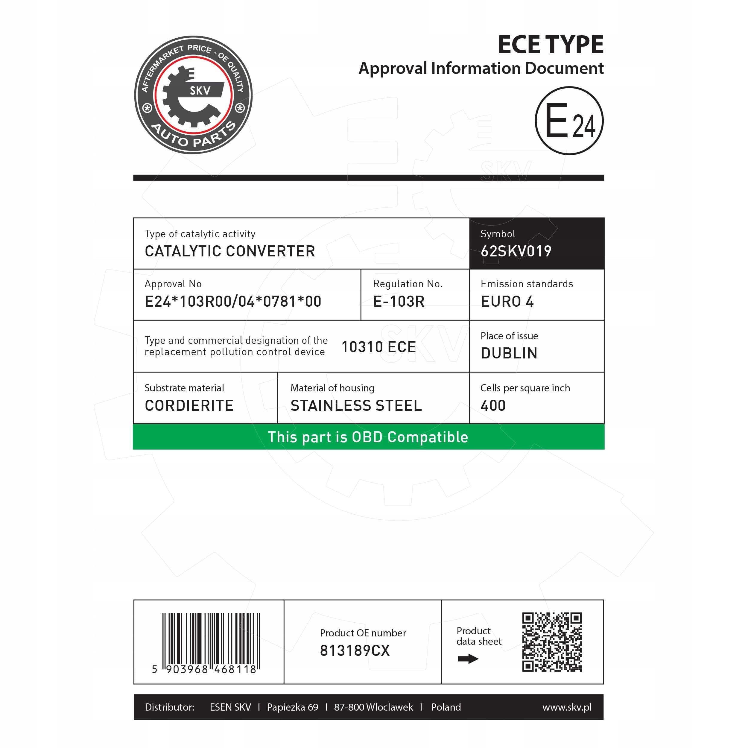 Esen Skv 62SKV019 Catalizador nuevo 6