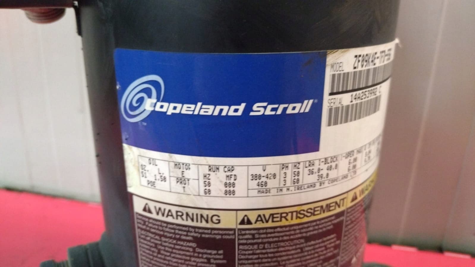Compresor Scroll Copeland ZF09K4E Tfd-556 No 925/185 usado 4
