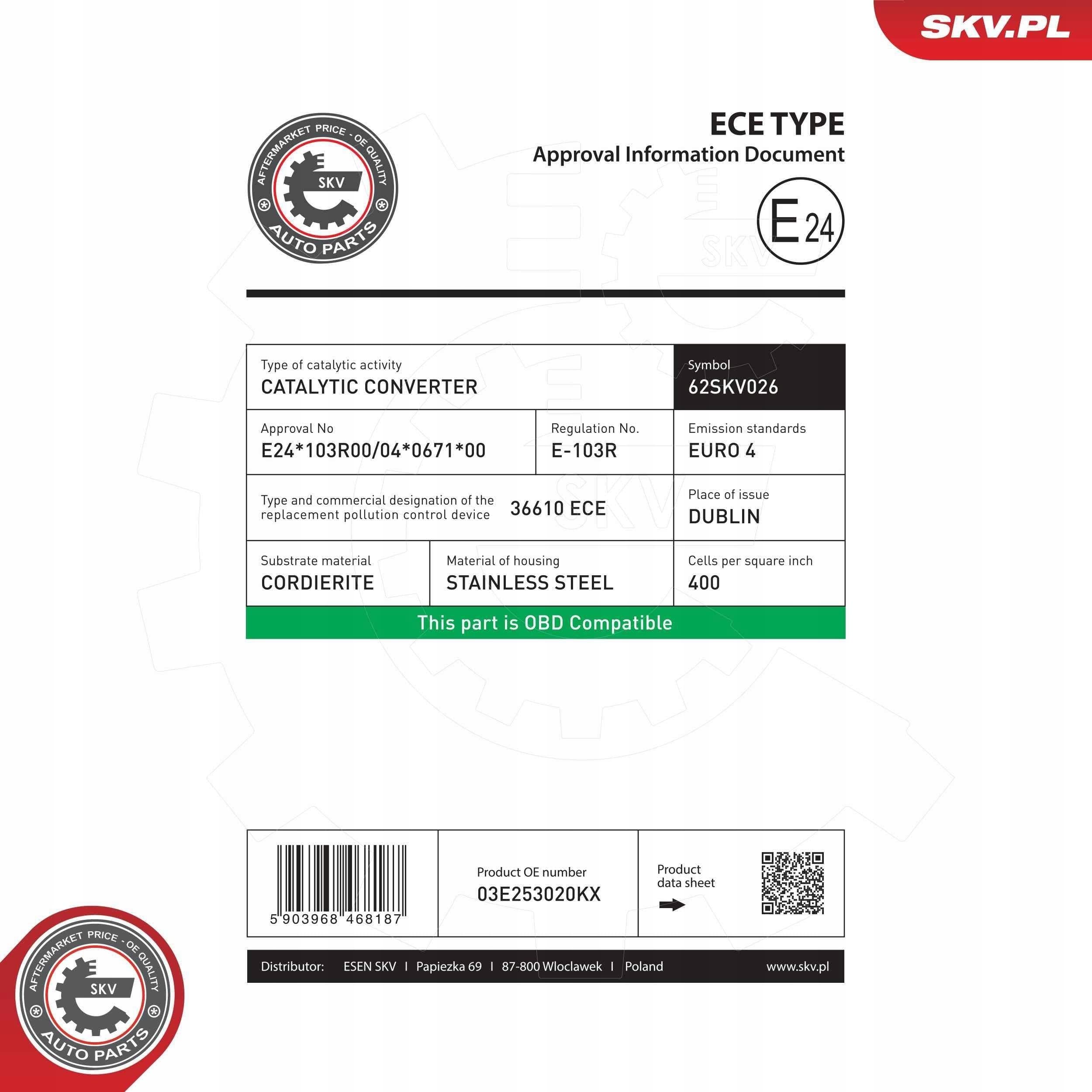 Catalizador Esen Skv 62SKV026 nuevo 7