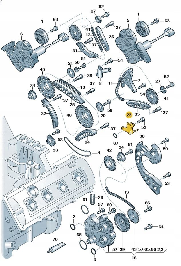 Audi OE 079109467AE conjunto de cadena de distribución nuevo 11