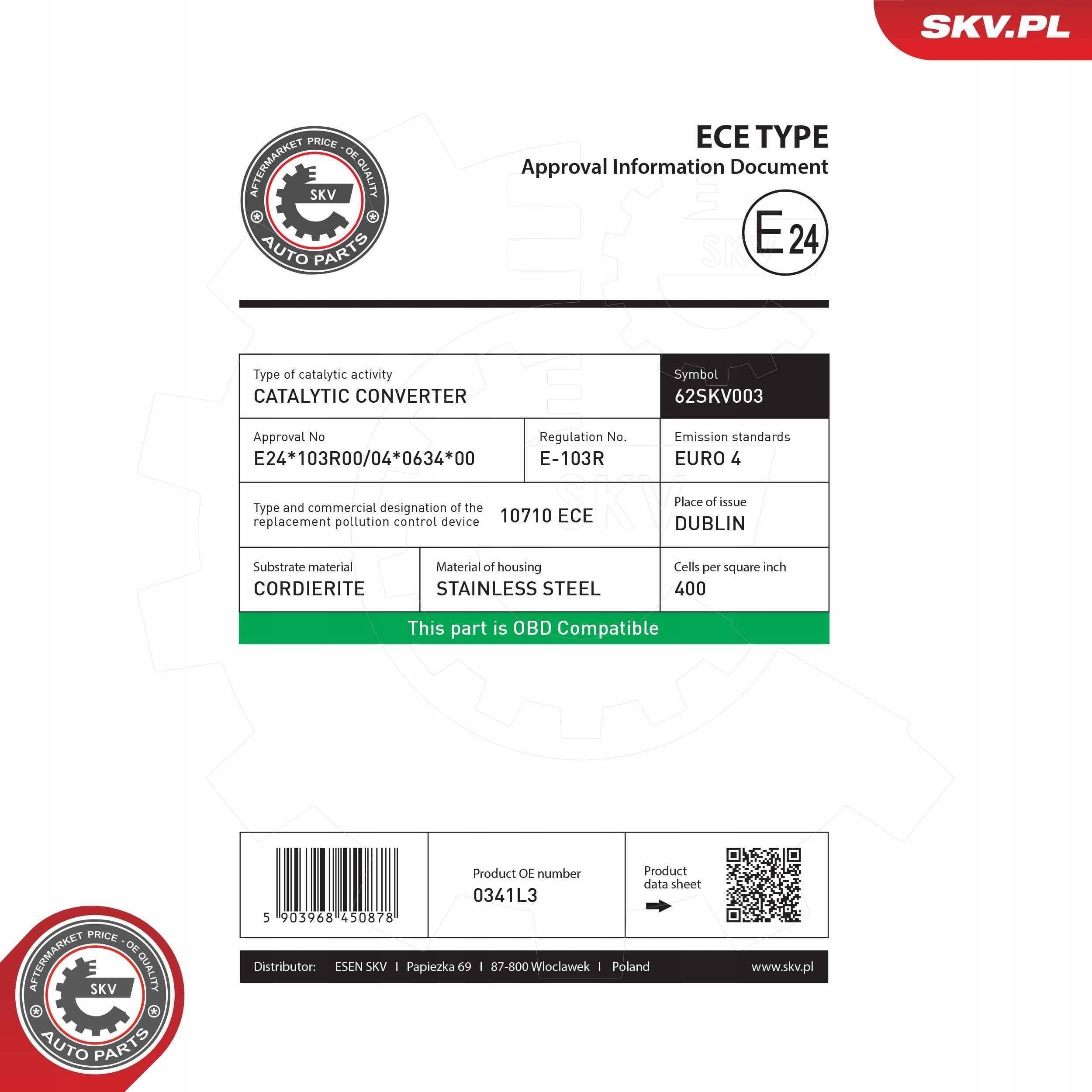 Catalizador Esen Skv 62SKV003 nuevo 7