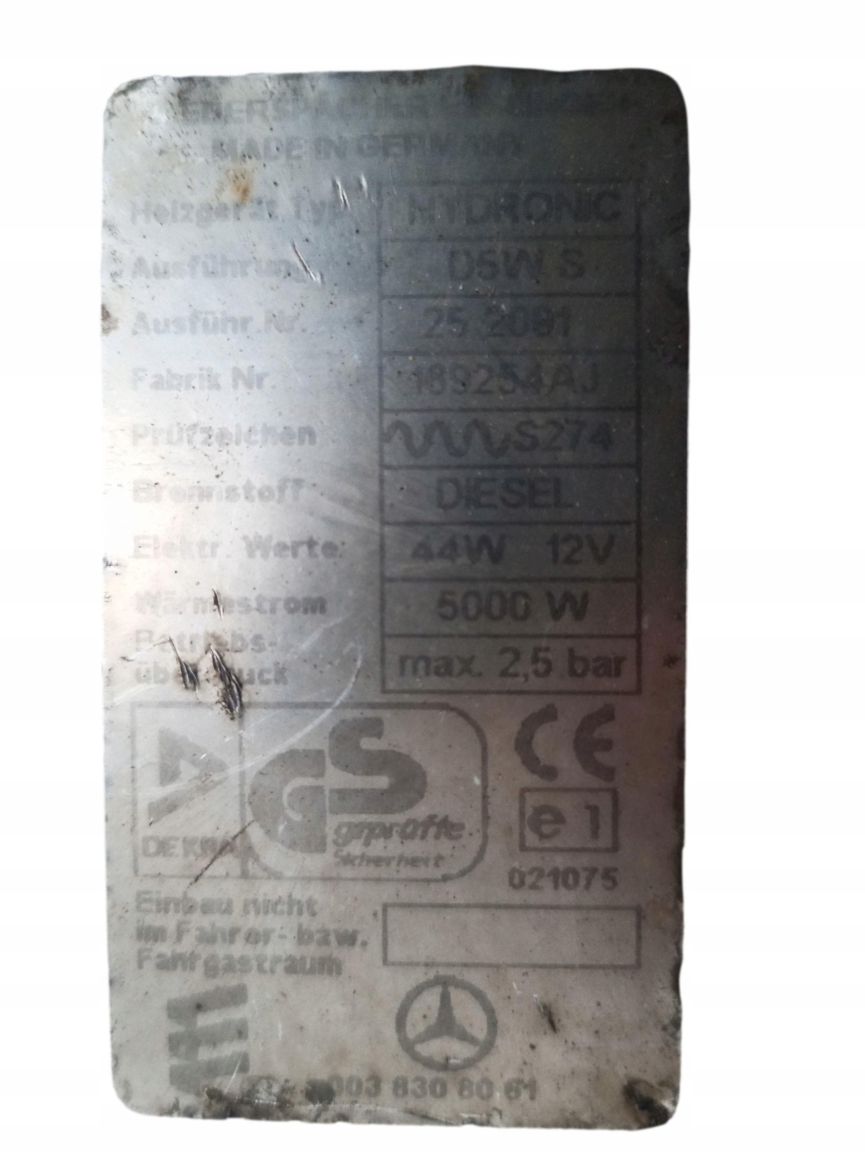 Estufa Webasto para Mercedes Sprinter D5WS usado 2