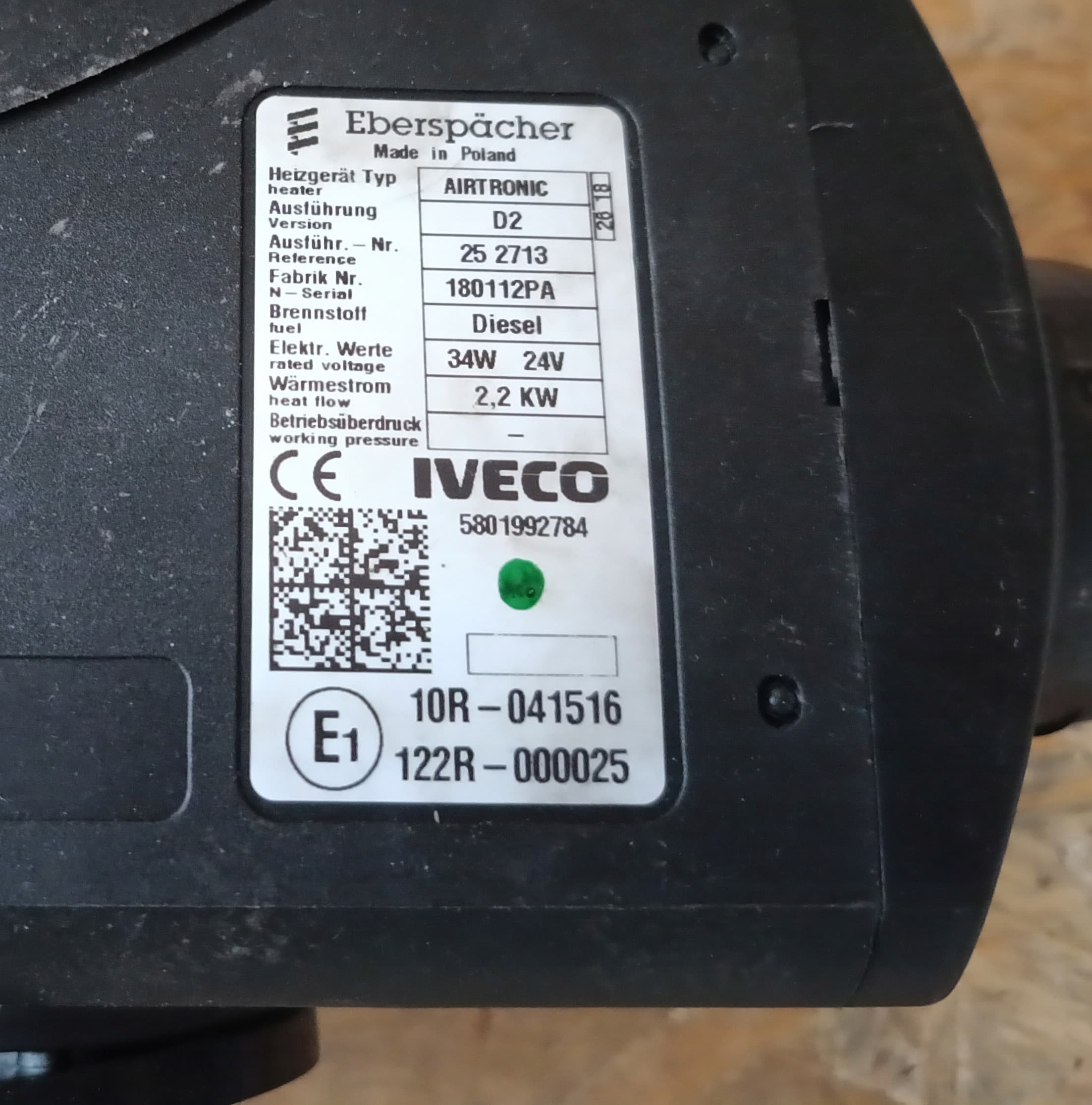 Webasto Iveco Stralis 5801992784 Airtronic seco 24V 2022 usado 2